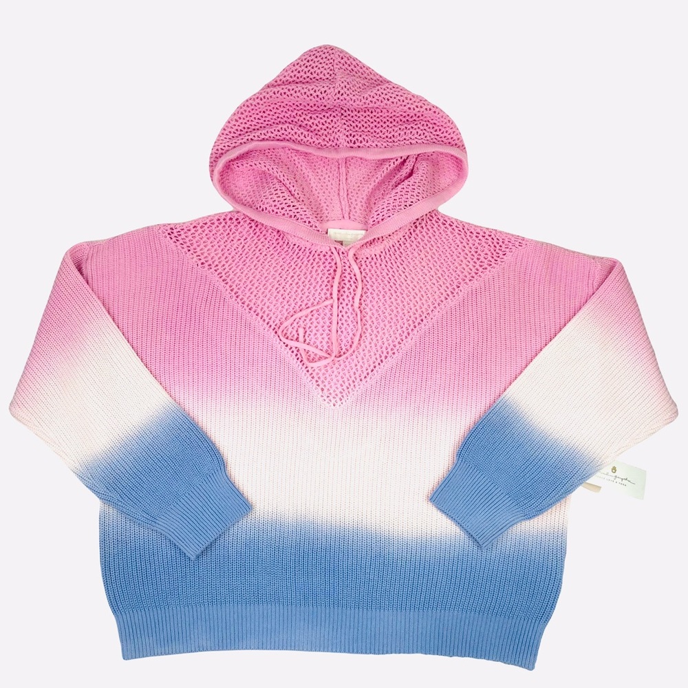 Spiritual Gangster Amar Meshed Up Hoodie Women’s Sweater Pink/Blue Ombre SizeL